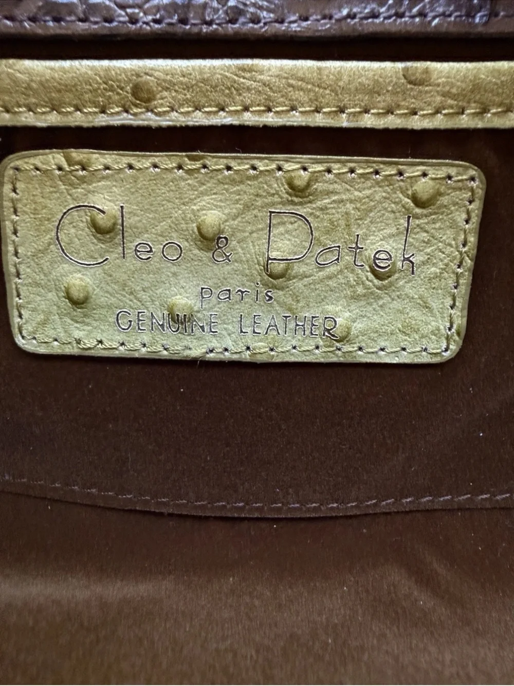 Cleo & Patek Paris Ostrich Leather Calf Hair Fur Leopard Handbag